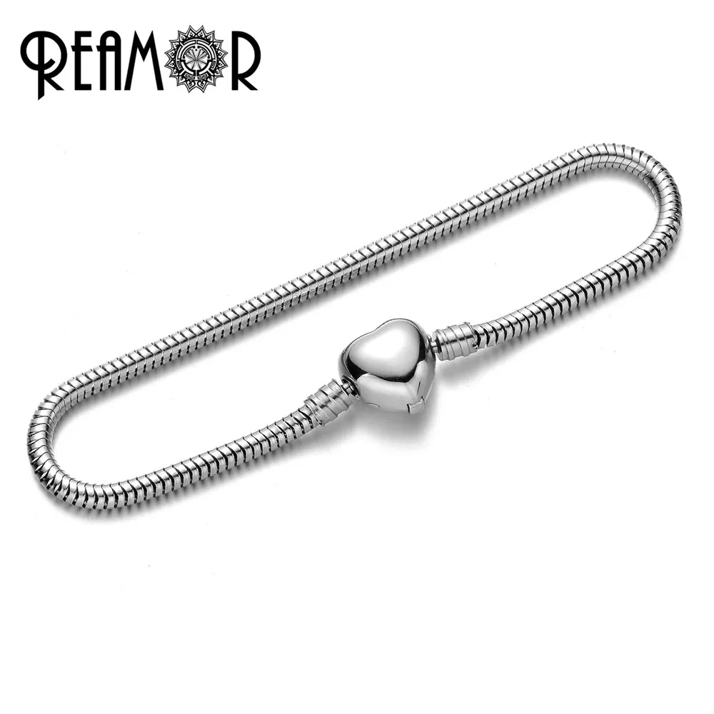 RUIMO 316l браслет в форме сердца из нержавеющей стали для женщин серебряная цепочка в виде змеи подходит для сковородка "сделай сам" браслет - Окраска металла: PSB023 2