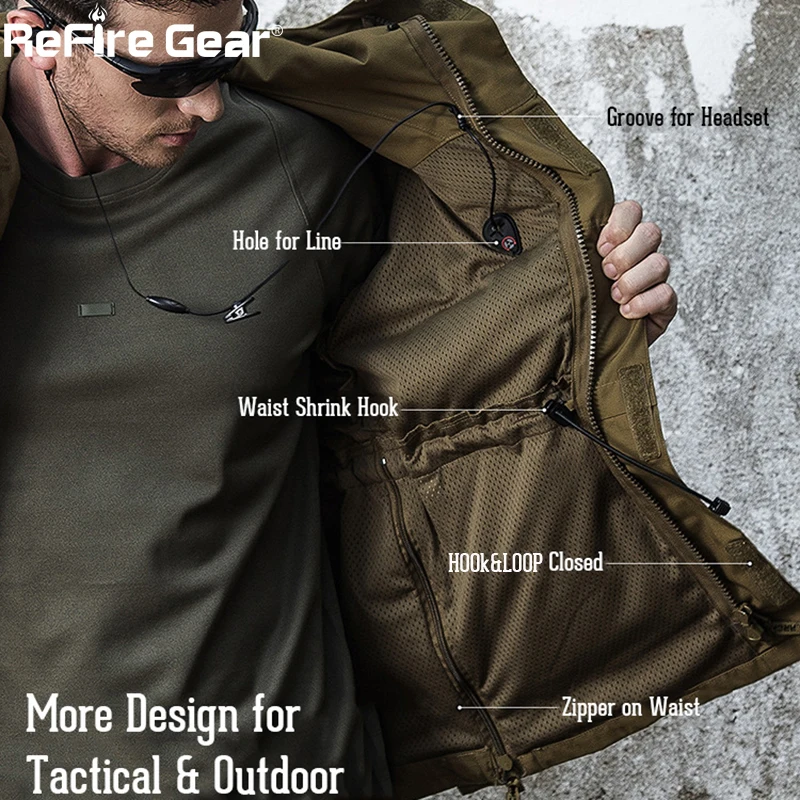 Куртка ReFire Gear Мужская камуфляжная тактическая Водонепроницаемая ветровка в