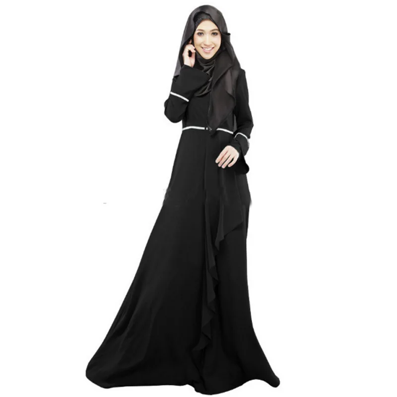 Арабское платье Твердые Длинные Малайзии традиционное платье Мода Национальный тренд Дубай Дамы абайя, кафтан Малайзии мусульманское