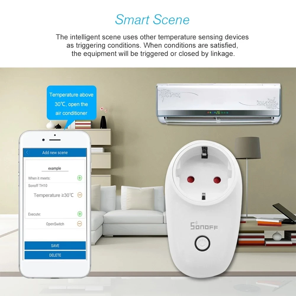 Sonoff S26 WiFi базовая умная розетка ЕС Беспроводная вилка розетки умный дом