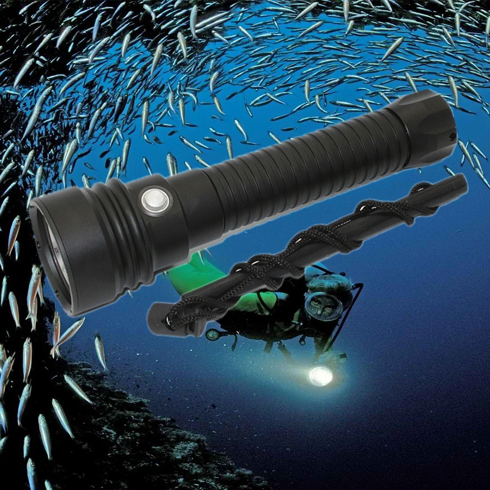 XHP70 Cree LED Underwater Flashlight Waterproof Diving Flashlight Dive