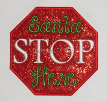 

7" Christmas Embroidery Santa Stop Here TV MOVIE Film Series EMBROIDERED Uniform Large Bling applique costume iron on patch