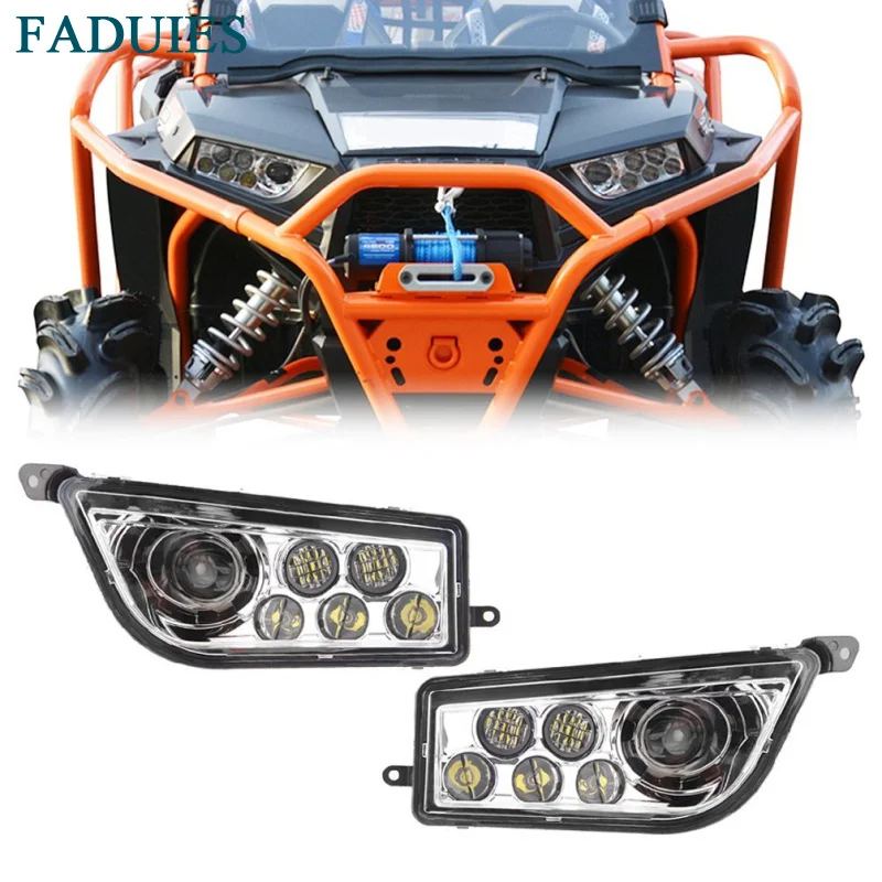 FADUIES Chrome Auto Accessories ATV LED Headlight kit LED Headlamp For Polaris Razor Push 1000 RZR XP 1000 (1)1