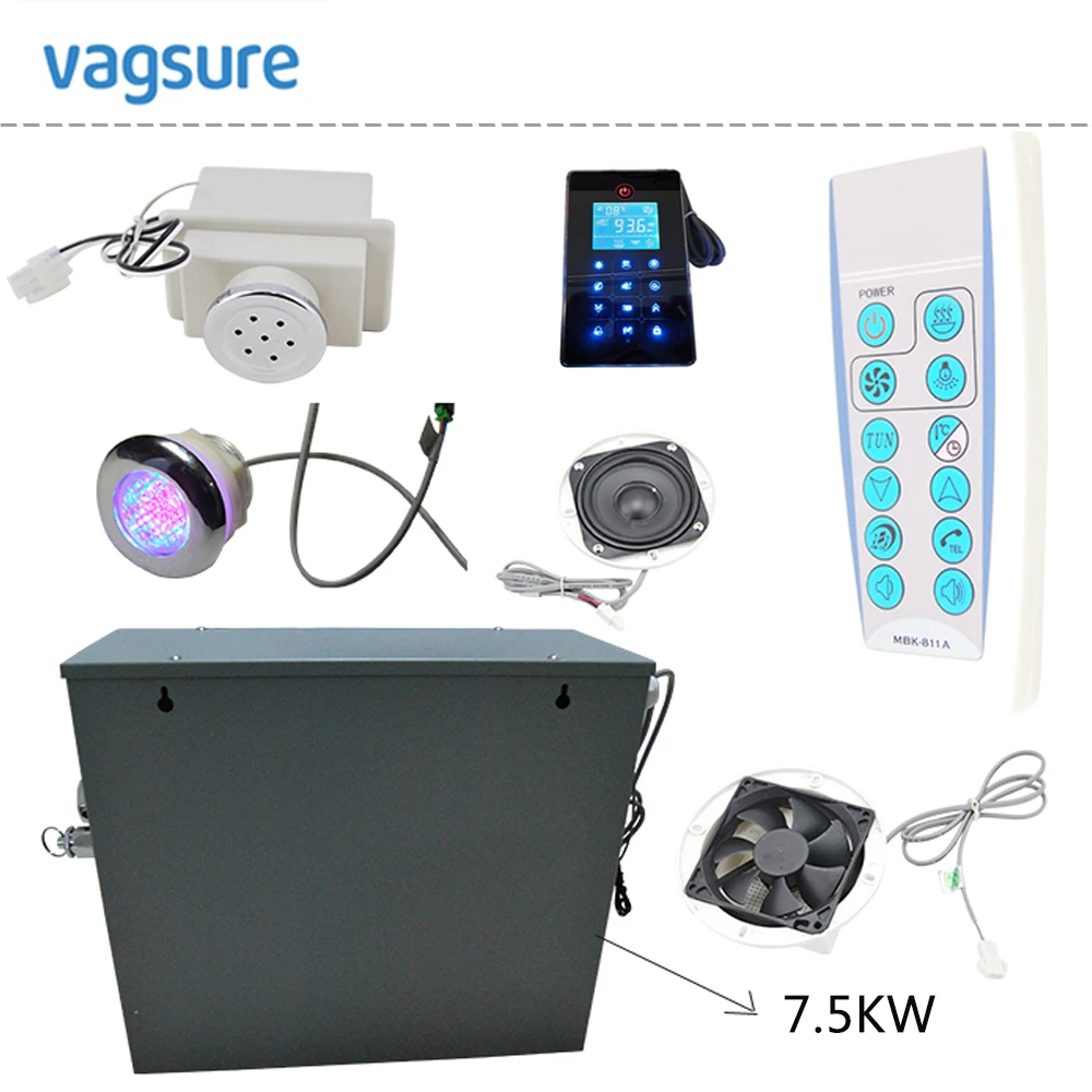 

240V/1phase power supply 7.5KW full kits shower steam bath generator for sauna time and temperature setting temperature sensor
