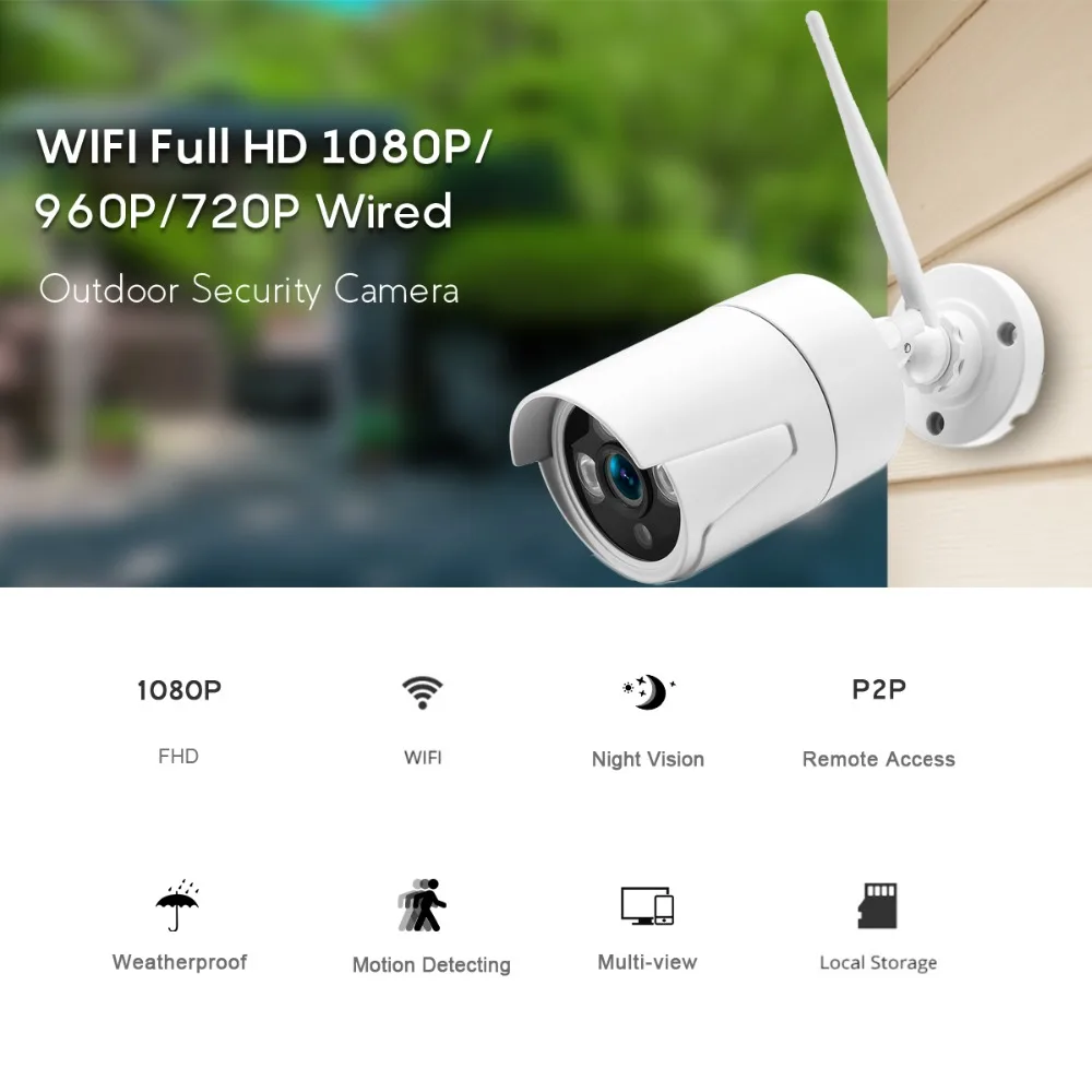 Besder Yoosee IP камера WiFi Full HD 1080P Беспроводная sd-карта слот камера безопасности металлическая пуля уличная камера ночного видения CCTV s