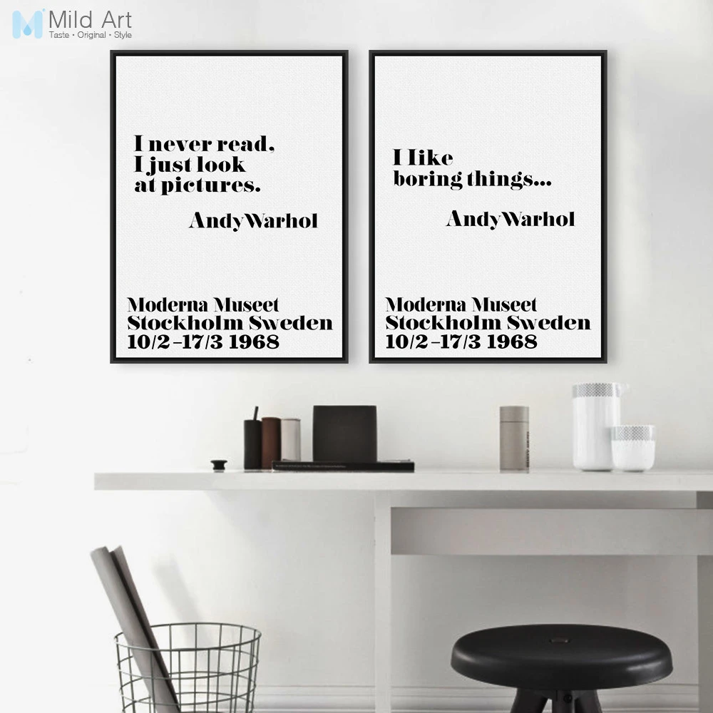 Affiche Murale Moderne Noire Et Blanche Avec Citation De Vie Inspirante Warhol Peinture Sur Toile Decoration De Maison Sans Cadre Aliexpress