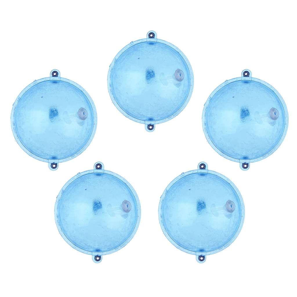 5pcs Fishing Float ABS Plastic Balls Water Ball Bubble Floats Clear Round Fishing Bobber Buoy Airlock Strike Indicators Blue
