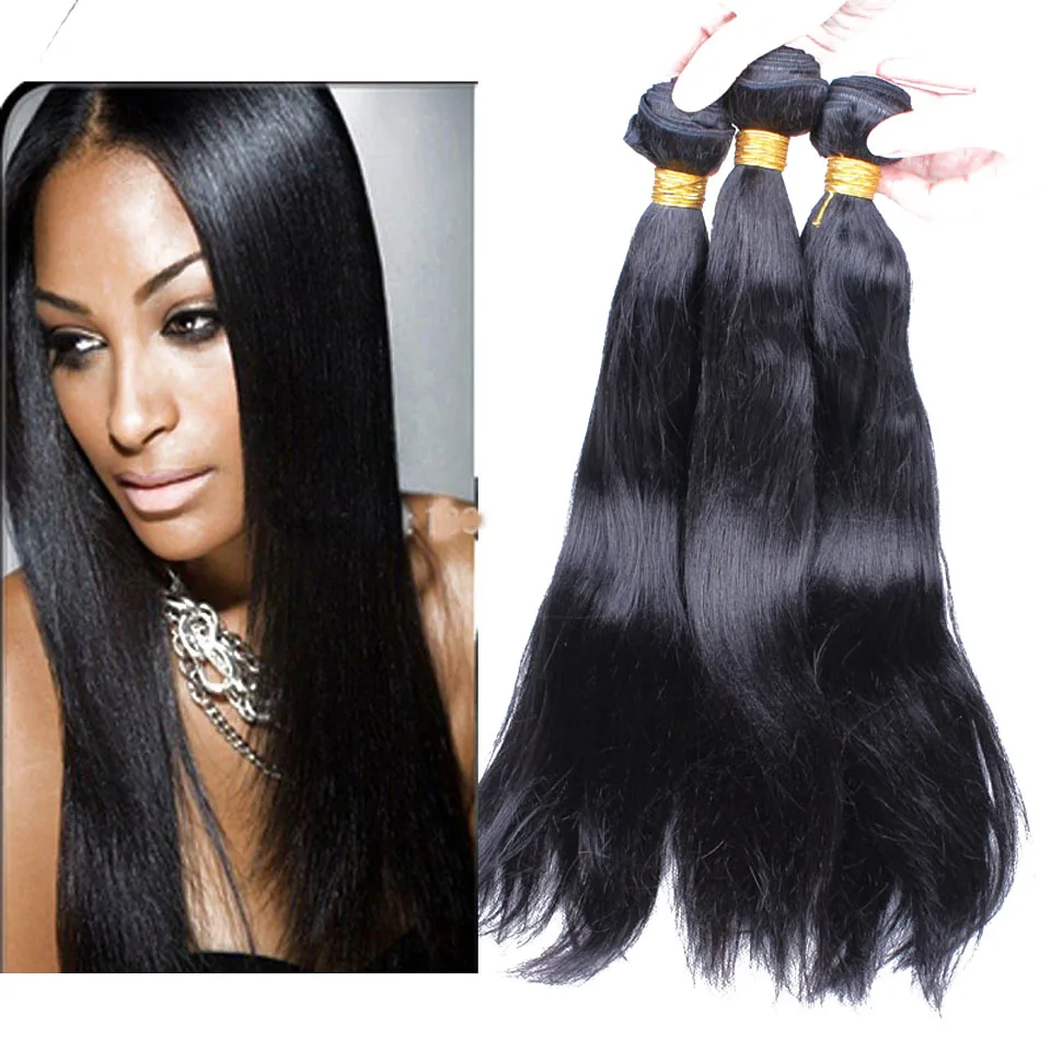 6A Light Yaki Malaysian Virgin Hair 3PCS Yaki Straight Human Hair