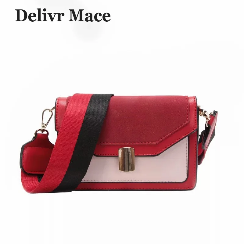 

Shoulder Bag Female Suede Patchwork Lady Shoulder Bags Wide Strap Women Messenger Bags 2018 Small Sac A Main Girl Crossbody Bag
