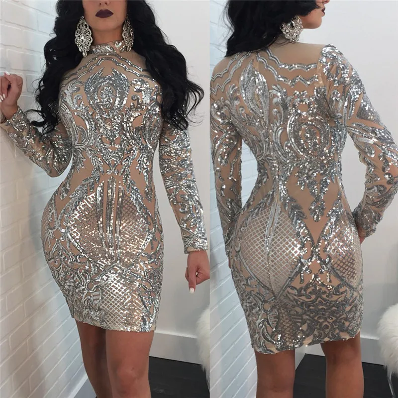 silver glitter bodycon dress
