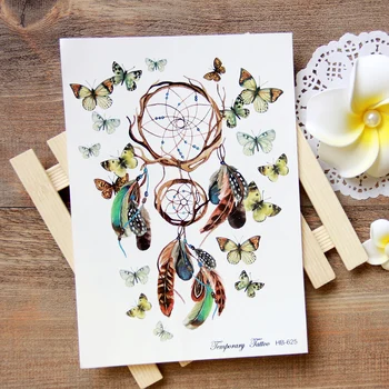 

Waterproof Temporary Tattoo sticker colorful dreamcatcher Boho dream catcher tattoo Water Transfer fake tattoo flash tattoo