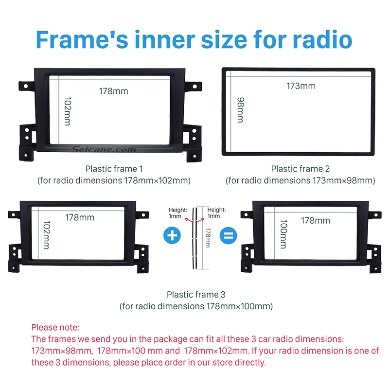 Seicane двойной Din черный 173*98 мм автомобильный стерео радио фасции установка панель приборной панели авто монтажный комплект рамка для Suzuki Grand Vitara