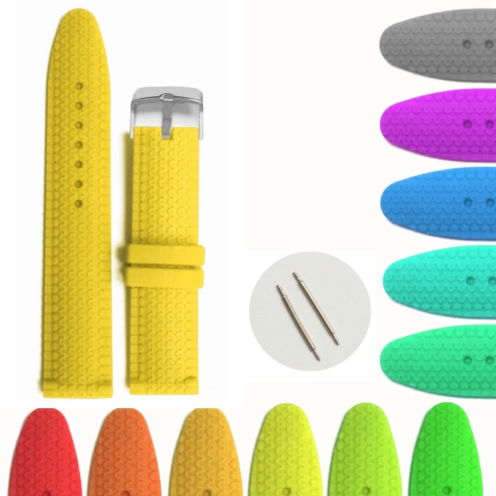 22mm Banana Yellow Silicone Jelly Rubber Ladies Watch Band Straps