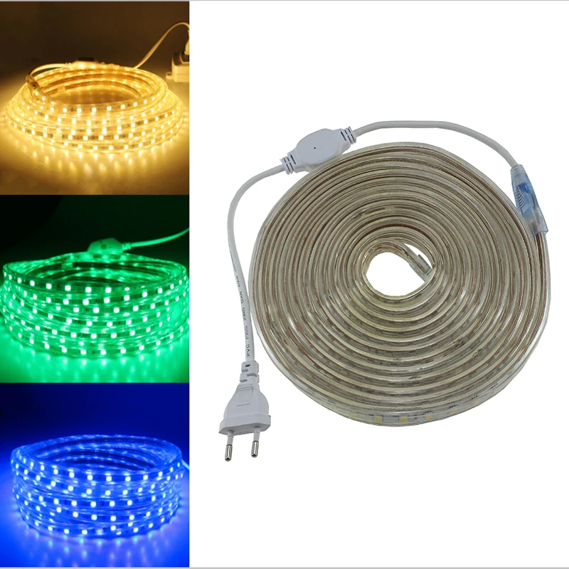 Super bright 5050 AC 220V led strip flexible light 1M 2M 3M 4M 5M 10M 15M