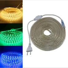 Super bright 5050 AC 220V led strip flexible light 1M/2M/3M/4M/5M//10M/15M/20M +Power Plug,60leds/m Waterproof led light lamp