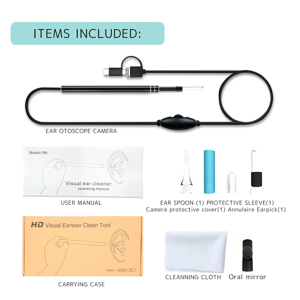 3In1 USB Endoscope HD Visual Ears Cleaning Earpick Spoon Wax Remover