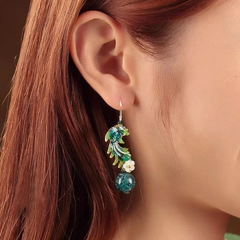 

Fashion Jewelry Earring For Women High Quality Vintage Wedding Accessories gift handmade Phoenix Drop Earrings Stone Pendientes
