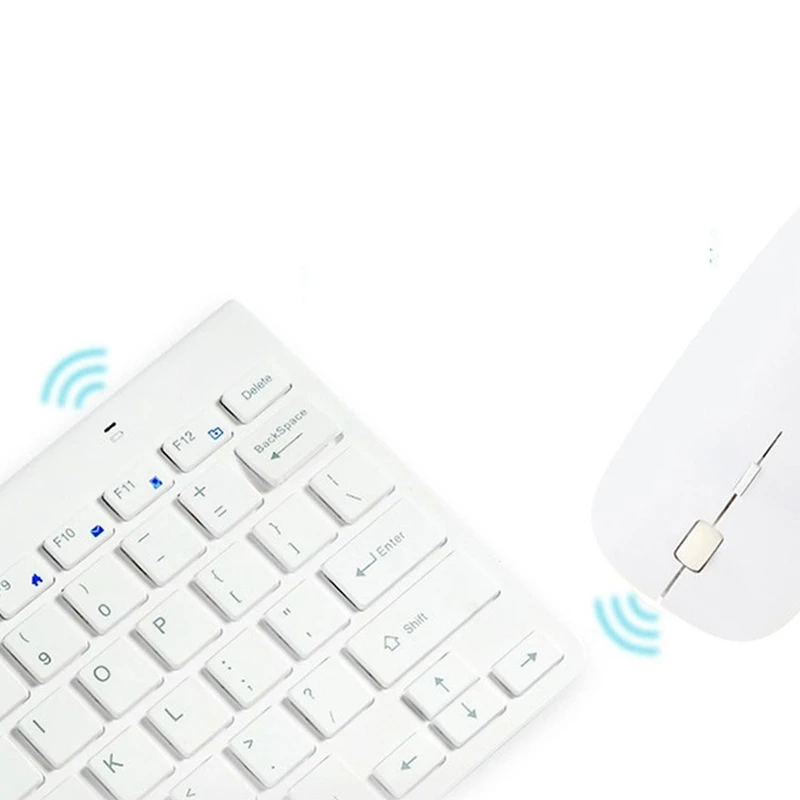 

2.4G Wireless Keyboard & Mouse Mini Multimedia Keyboard Mouse Combo Set for Notebook Laptop Computer Tv Office Supplies White