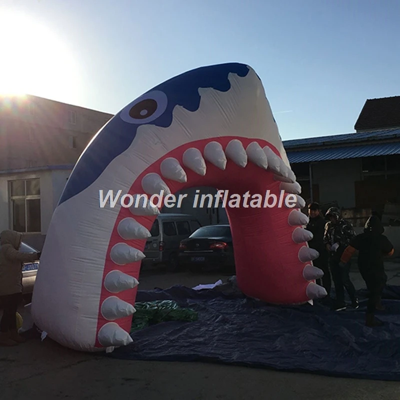 

Custom giant inflatable shark arch inflatable shark tunnel head archway balloon for rave party