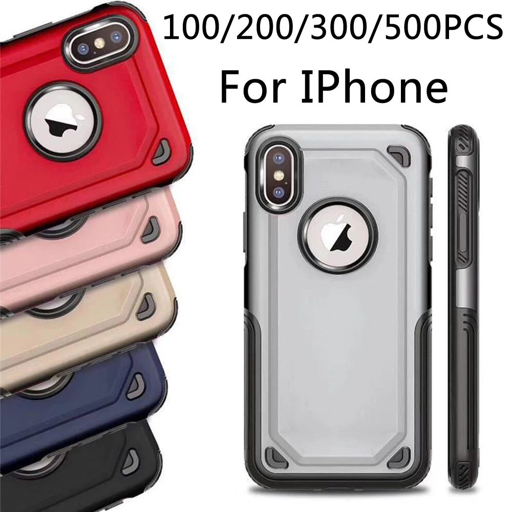 

For iPhone X XR XS MAX 8 7 Plus S10 plus S7 edge S8 S9 2 in 1 Matte Shell Frosted Hybrid Armor Case Slim Back Cover 100/200pcs