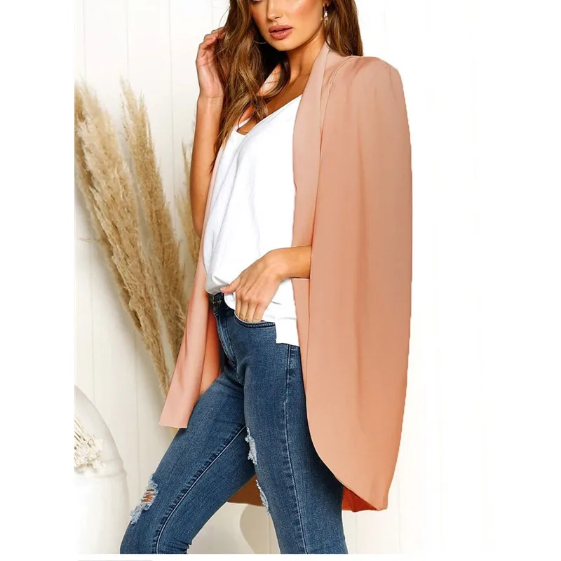

New Ladies Women Long Sleeve Lapel Cape Office Jacket suit Coat Fashion