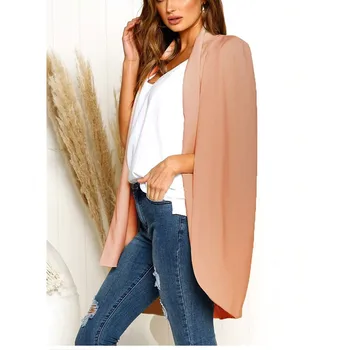 

New Ladies Women Long Sleeve Lapel Cape Office Jacket suit Coat Fashion