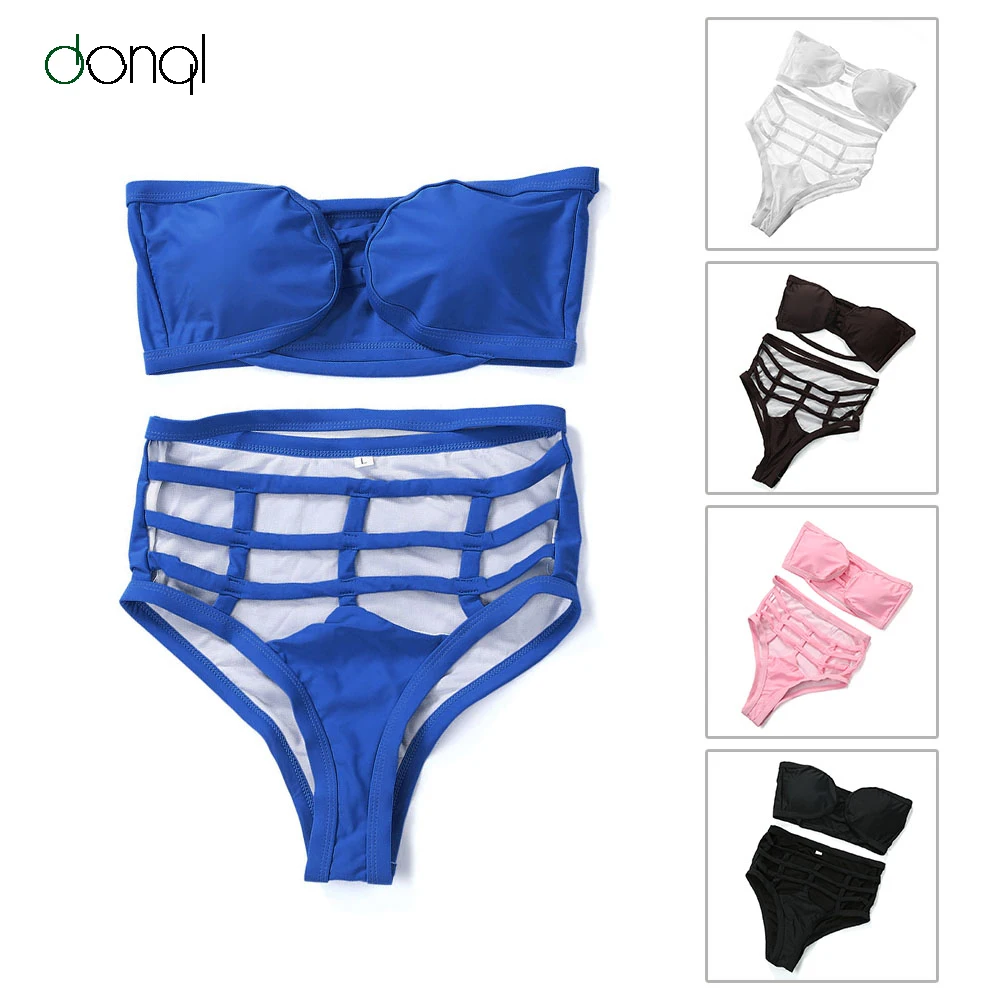 Бандо Сетки Клетке Комплект Бикини 2017 Сексуальные Купальники Женщины Высокой