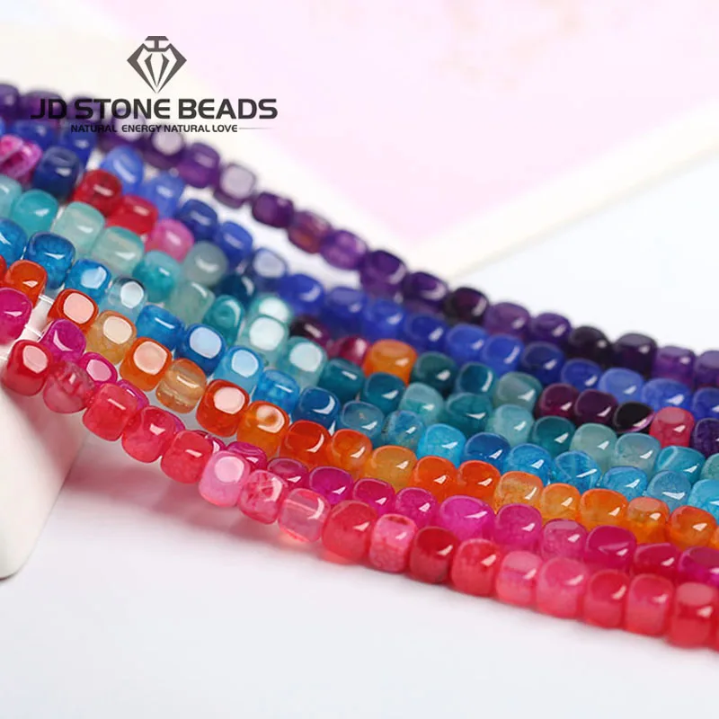 

/bag Natural Agates Square Shape Stone Loose Spacer Beads 7-8MM Size For Jewelry Making DIY Bracelet Necklace 15" Strand