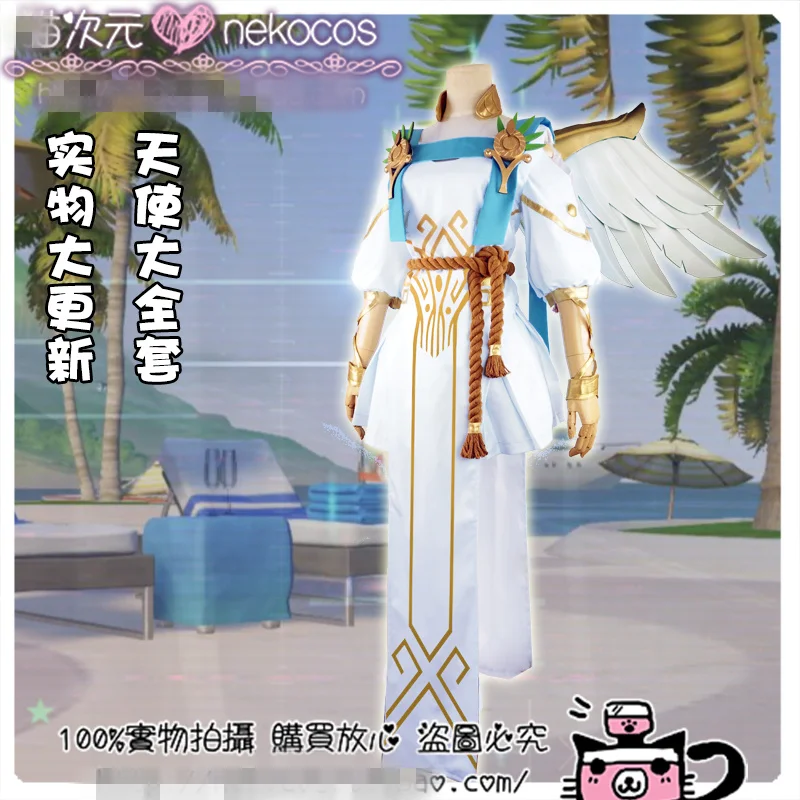 Игра OW Mercy летняя кожа богиня одежда победы косплей костюм+ головной убор