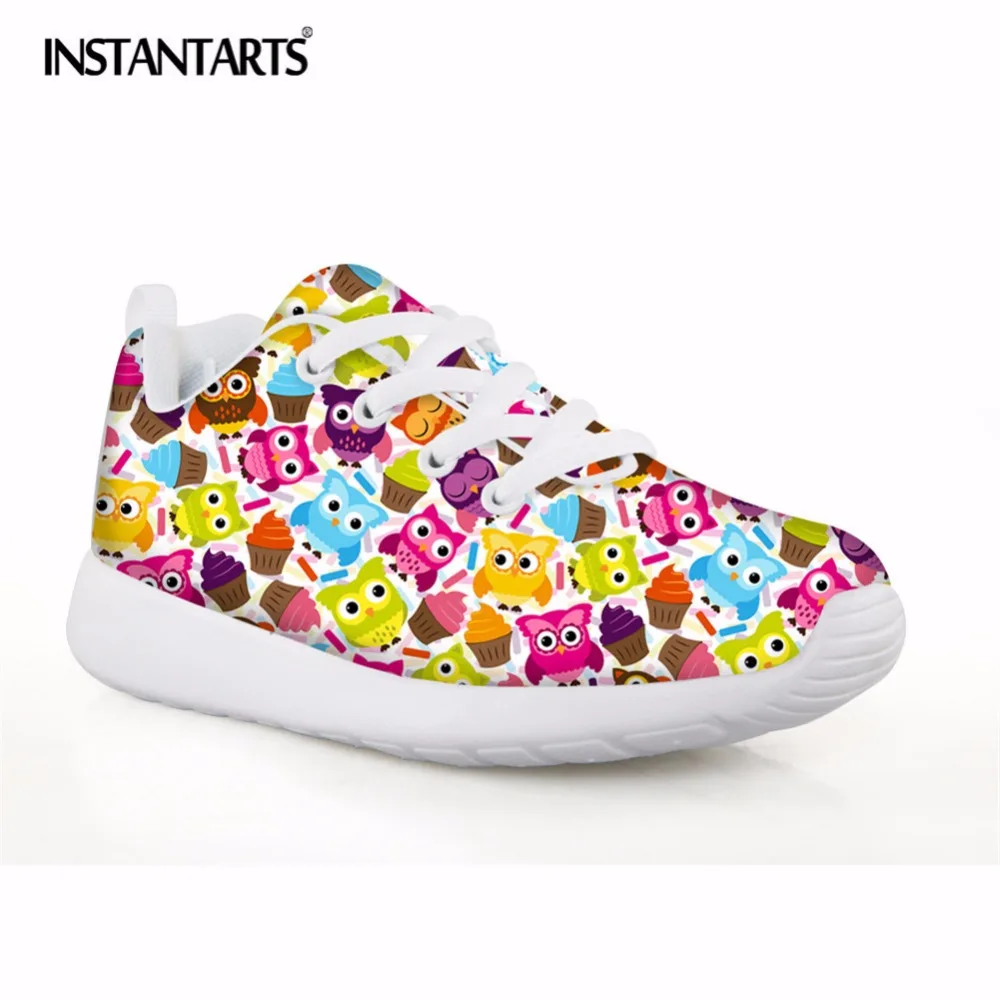 

INSTARTANTS Lovely Owl Cartoon Sneakers for Children Fashion Breathable Air Mesh All Season Flat Shoes 3D Print Kids Casual Shoe