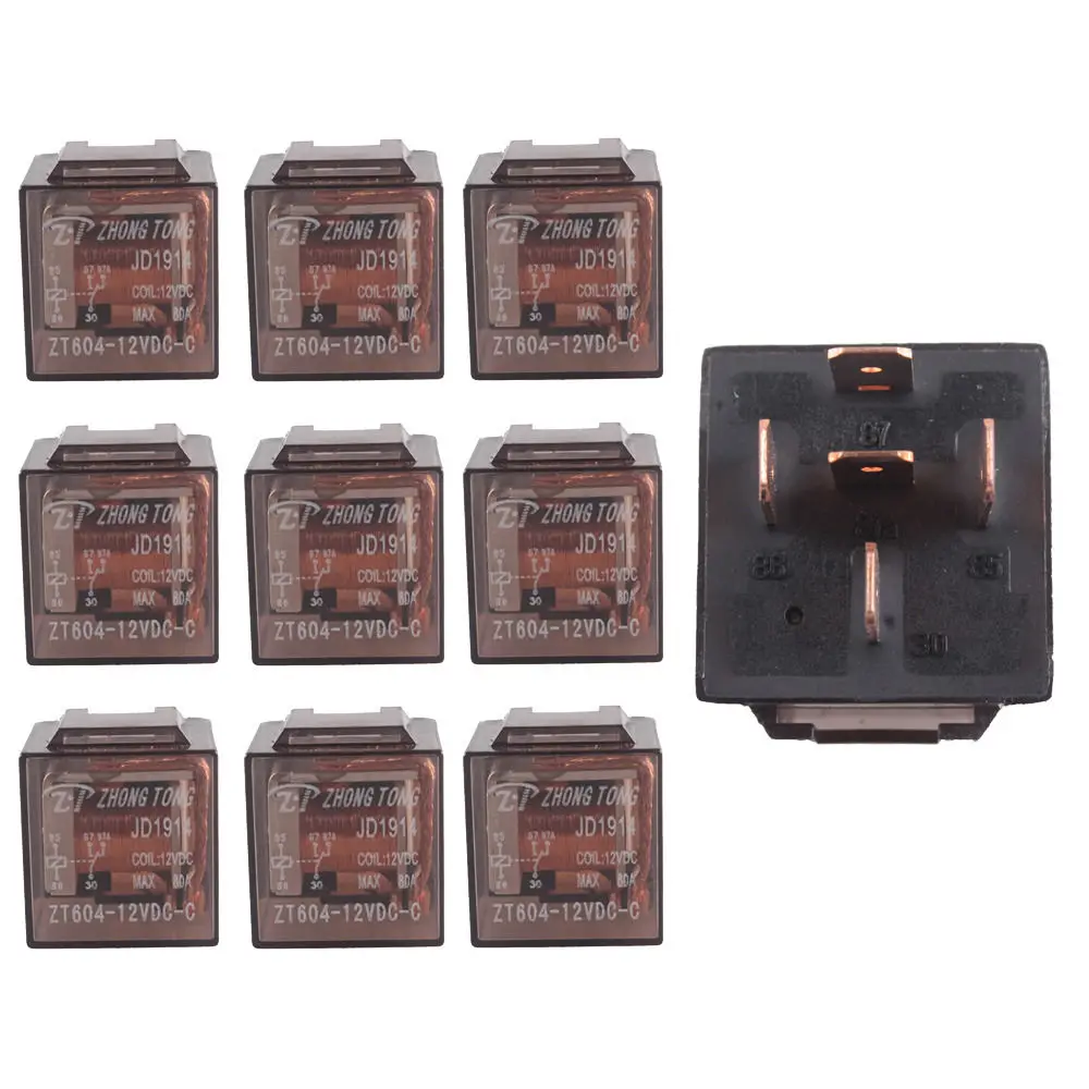 Ee Support 10 Pcs 12v 12 Volt 80a 80 Amp Transparent Spdt