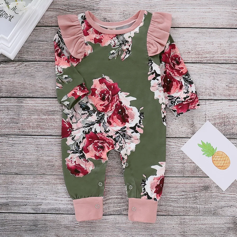 Baby Girls Floral Romper Spring Long Sleeve Newborn Jumpsuits Outfits Cotton Infant Toddler Overalls One Pieces Children Clothes Baby Girls Floral Romper Spring Long Sleeve Newborn Jumpsuits Outfits Cotton Infant Toddler Overalls One Pieces Children Clothes