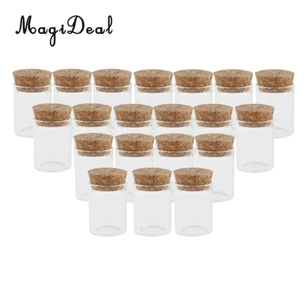 20pcs 15ml Mini Glass Cork Jars Essential Oil DIY Decoration Bottle - Wishing Lucky Vials