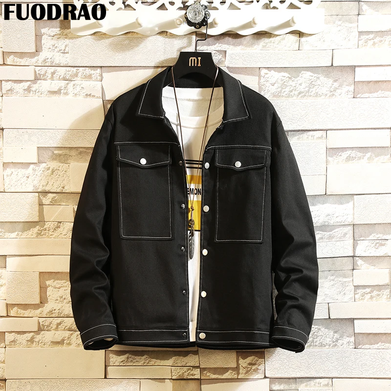 FUODRAO Japan Style Bomber Jacket Men Streetwear Hip Hop Jacket Men Harajuku Black Coat jaqueta masculina J120