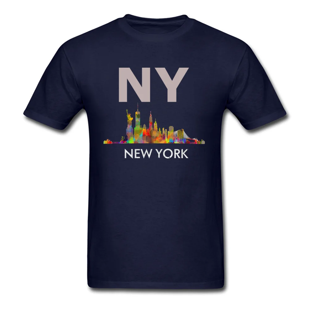 New York City Skyline v05 Cityscape Watercolor_navy