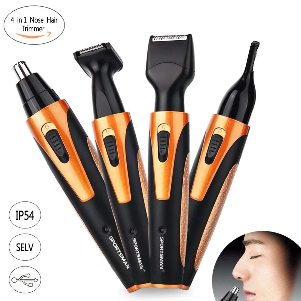 4 in 1 Rechargeable Electric Trimmer Kit for Trimming Nose Hair/Ear Grooming/Eyebrows/ Bread