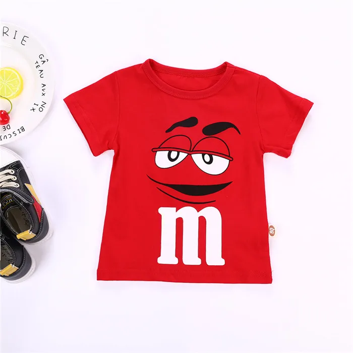 Хлопковая футболка для малышей Летняя футболка с короткими рукавами и круглым вырезом для мальчиков и девочек, одежда милые топы для малышей, костюм M Chocolates