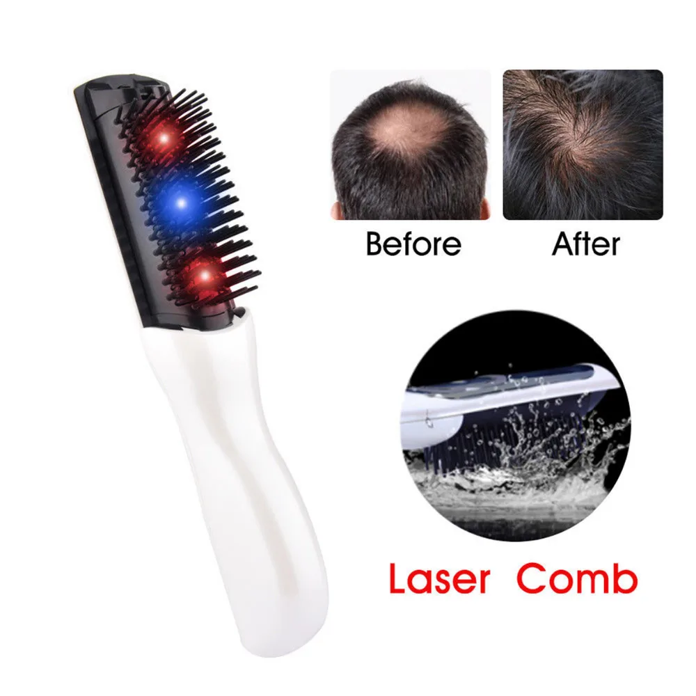 ABS plastic Blue-Red Light Electric Massaging Comb White Hair Growth Loss Regrowth Treatment Electric Infrared Stimulator care