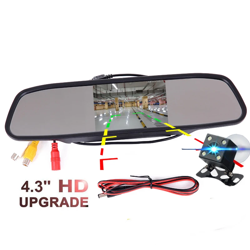 

4.3 inch Car Rearview Mirror Monitor Rear View Camera CCD Video Auto Parking Assistance LED Waterproof Night Vision Reversing