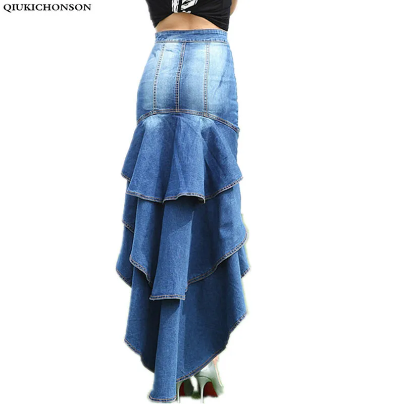 Gonna Vintage con volant estate donna 2018 moda coreana Jeans a vita alta gonne  gonne a sirena in Denim aderente da donna alte basse|denim jean  skirt|female skirtsjeans skirt - AliExpress