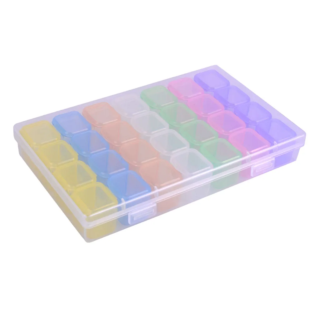 

28 Compartment Empty Storage Box Nail Art Decorations Jewelry Beads Holder Accessories Mixed 7 Color Container Case CH507