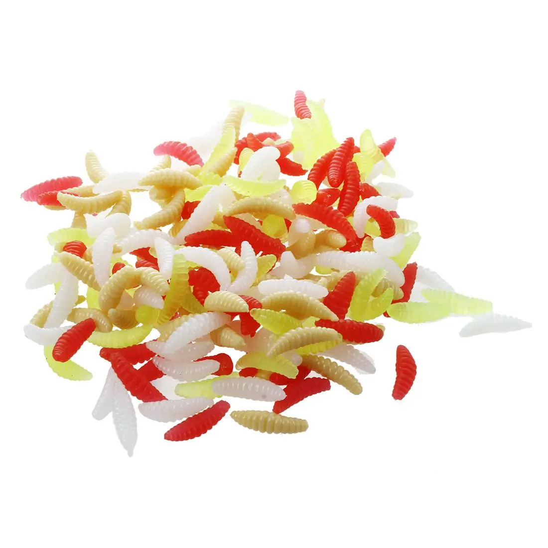 

New 200PCS 2cm 0.4g fishing lure maggot Grub Soft Lure Baits Worms mixed color Fishing Lures