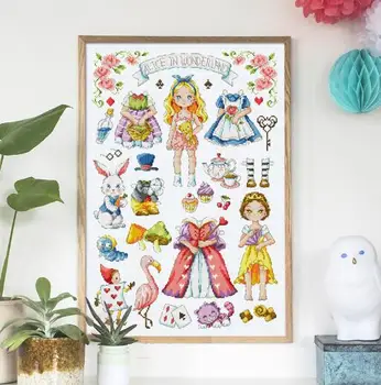 

14/16/18/27/28 Gold Collection Counted Cross Stitch Kit Alice in Wonderland Fairy Tale Fairytale Fairyland SO