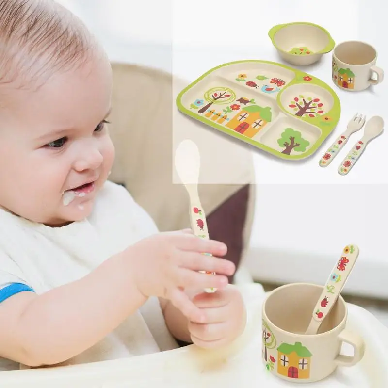 5pcs/set Eco-friendly Bamboo Fiber Baby Plate Cup Bowl Spoon Dishes 4 Slots Children Tableware Sets Baby Kids Dishes Dinnerware 5pcs/set Eco-friendly Bamboo Fiber Baby Plate Cup Bowl Spoon Dishes 4 Slots Children Tableware Sets Baby Kids Dishes Dinnerware
