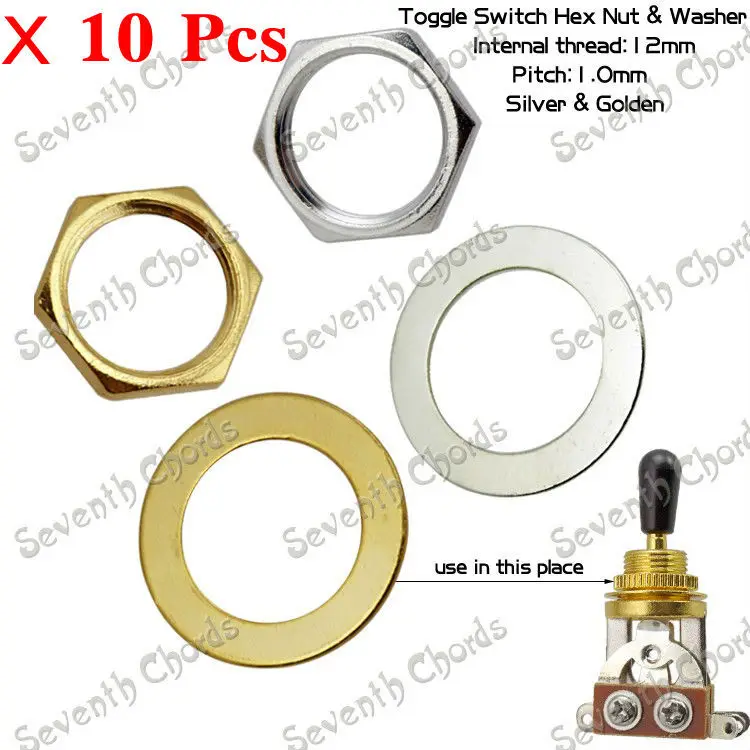 10 Sets Electric Guitar Pickup Toggle Switch Hex Nut Washer Selector ...