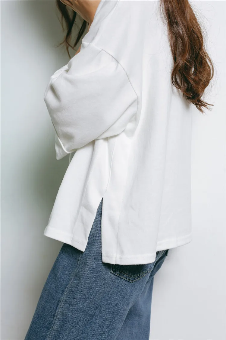 Свободная белая футболка в стиле Харадзюку, большие размеры, женская футболка в Корейском стиле, повседневная хлопковая футболка для девочек, горячая Распродажа, футболка