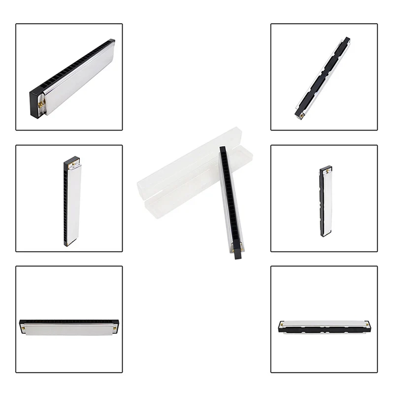 

Stainless Steel 24 Holes Tremolo Harmonica Mouth Organ Key Of C For Students BeginnersMusical Instruments Accessory
