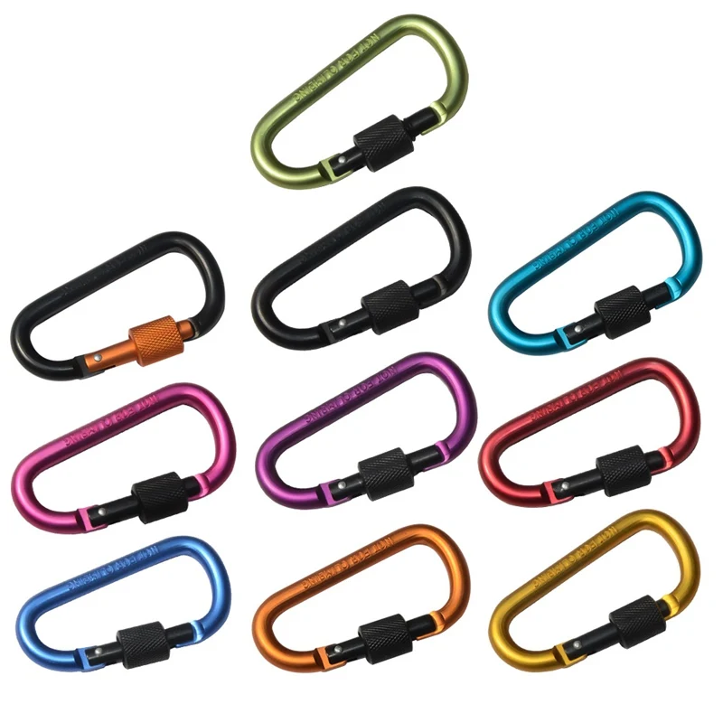 

8cm Multi-color Aluminum Alloy Carabiner D-Ring Key Chain Clip Camping Keyring Snap Hook Outdoor Travel Kit