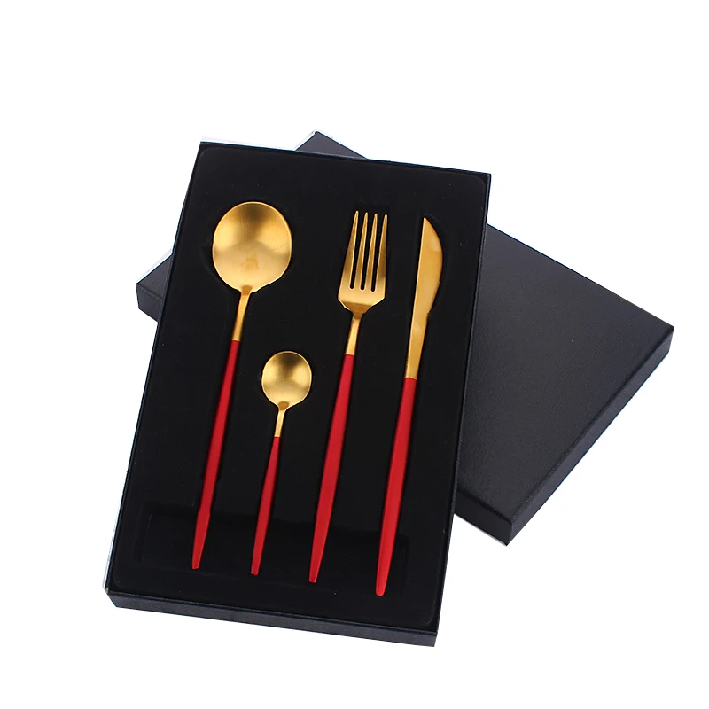 4 Pcs/set Color European Dinnerware 304 Stainless Steel Dinner Steak Knife Fork Scoops Cutlery Set Kitchen Food Tableware Dinner 4 Pcs/set Color European Dinnerware 304 Stainless Steel Dinner Steak Knife Fork Scoops Cutlery Set Kitchen Food Tableware Dinner