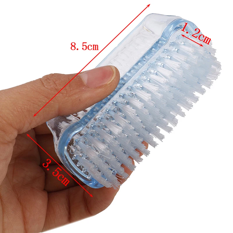 Синяя пластиковая щетка для очистки промывки ногтей, двухсторонняя кисть для чистки ногтей, инструмент для маникюра